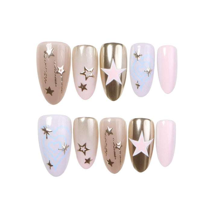 Artistic Star-Themed Press-On Nail Art Stornfield