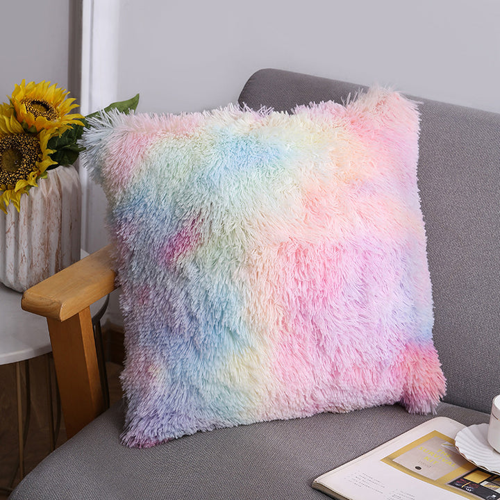 Plush Faux Fur Square Decorative Pillow Cover with Hidden Zipper and Long Pile