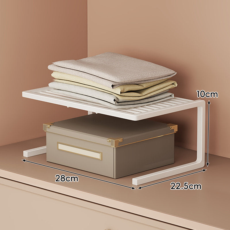 Low-Profile Ventilated Metal Shelf Riser Organizer for Closet and Countertop