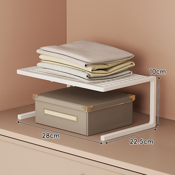 Low-Profile Ventilated Metal Shelf Riser Organizer for Closet and Countertop