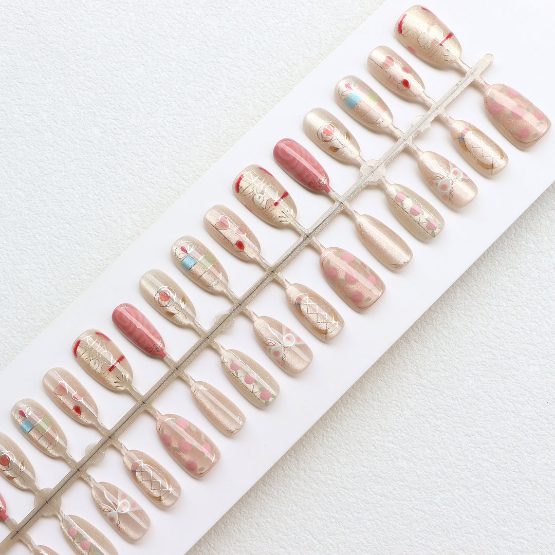 Decorative Press-On Nail Art Set with Artistic Designs Stornfield