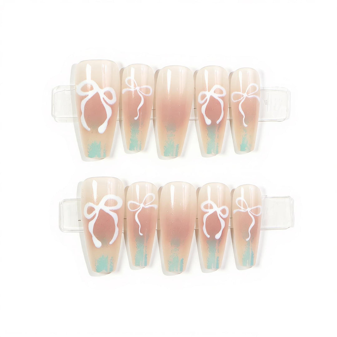 Decorative Press-On Nail Set with Bow Design Stornfield