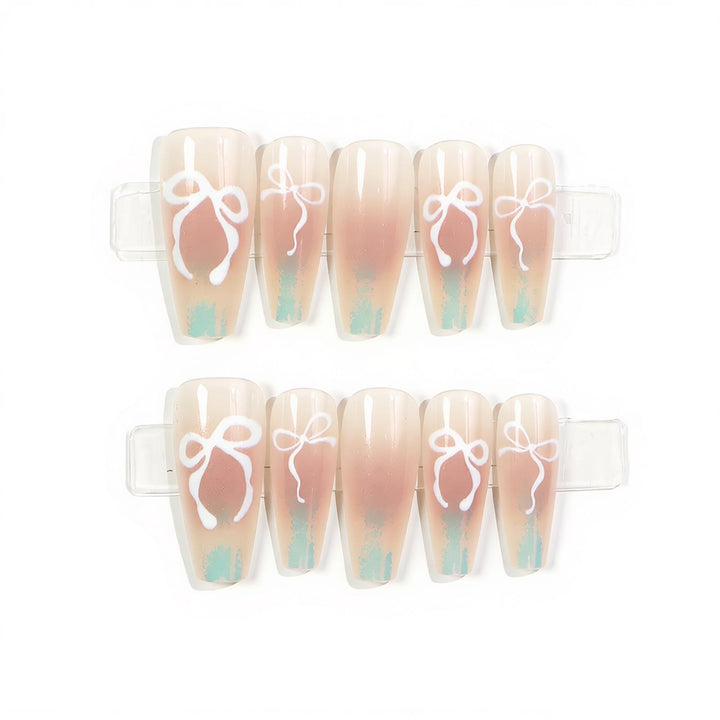 Decorative Press-On Nail Set with Bow Design Stornfield