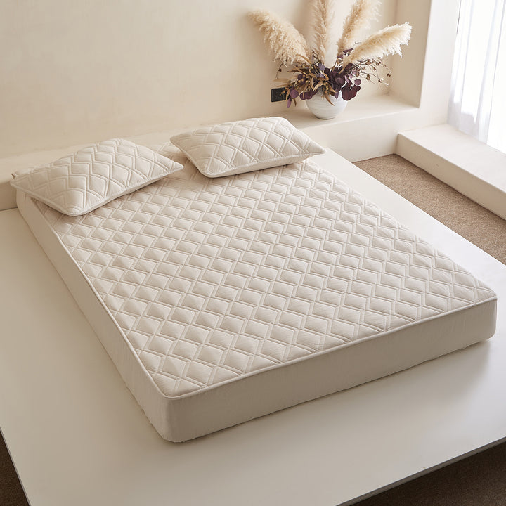 Quilted Cotton Mattress Protector Pad and Pillow Cover Set