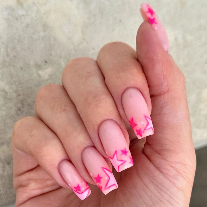 Artful nail art with neon colored stars Stornfield