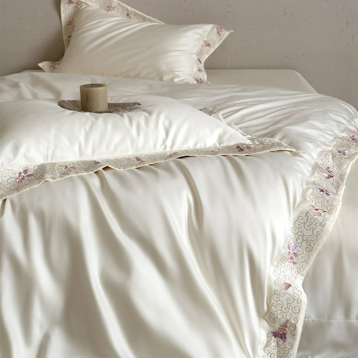 Silky Sateen Embroidered Duvet Cover Set