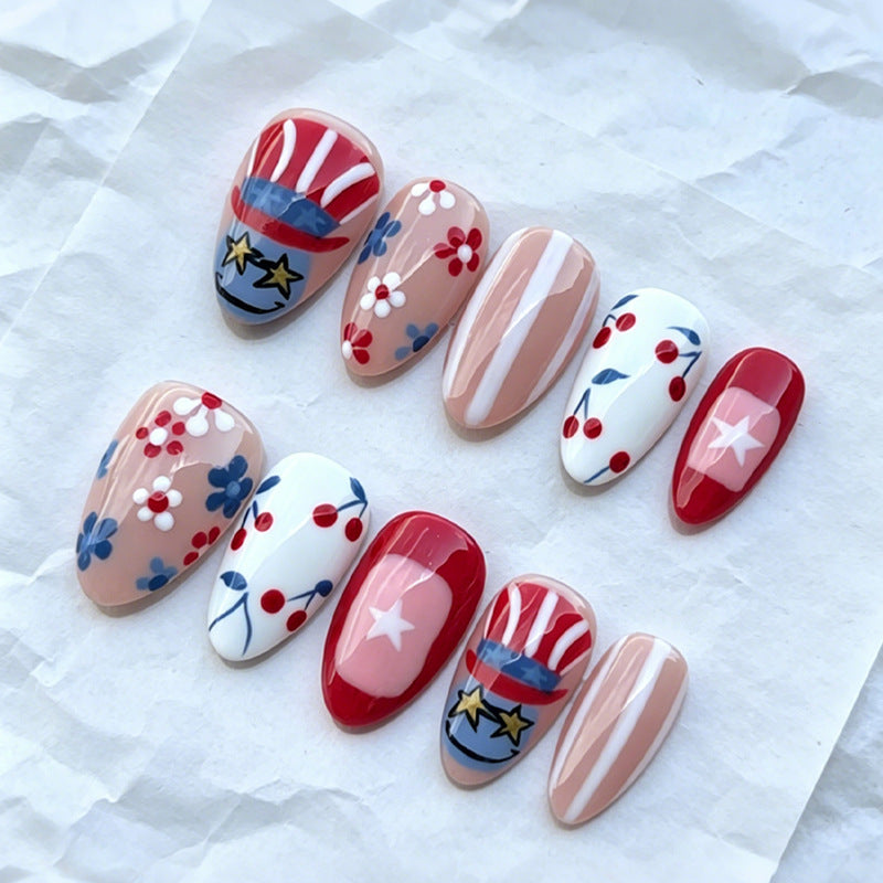 Artificial nail set with creative flower and star designs Stornfield