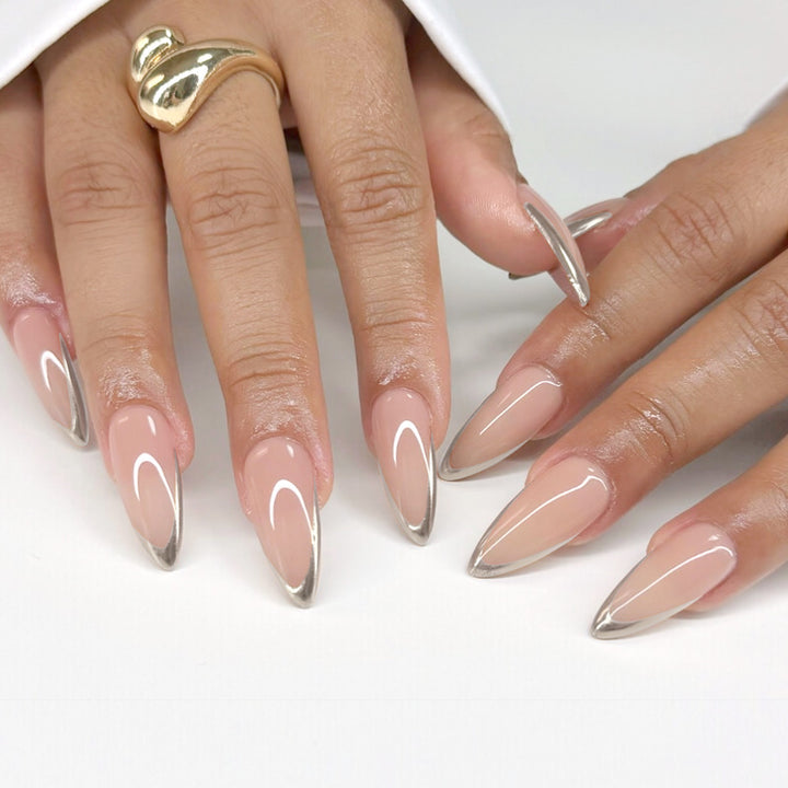 Elegant Stiletto Nail Tips with Metallic Accents Stornfield