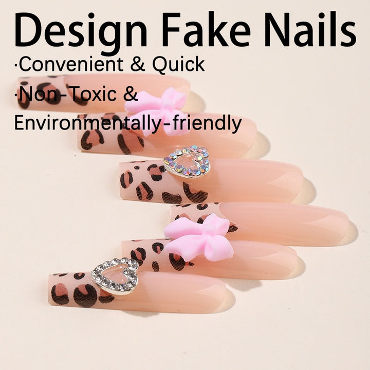 Nail art set with trendy leopard pattern and embellished details Stornfield