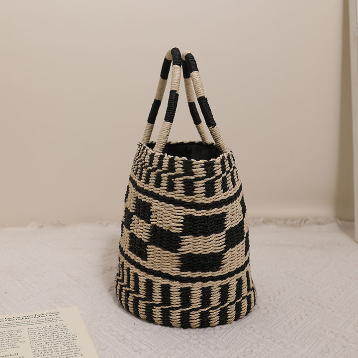 Handcrafted basket bag with modern geometric pattern Stornfield