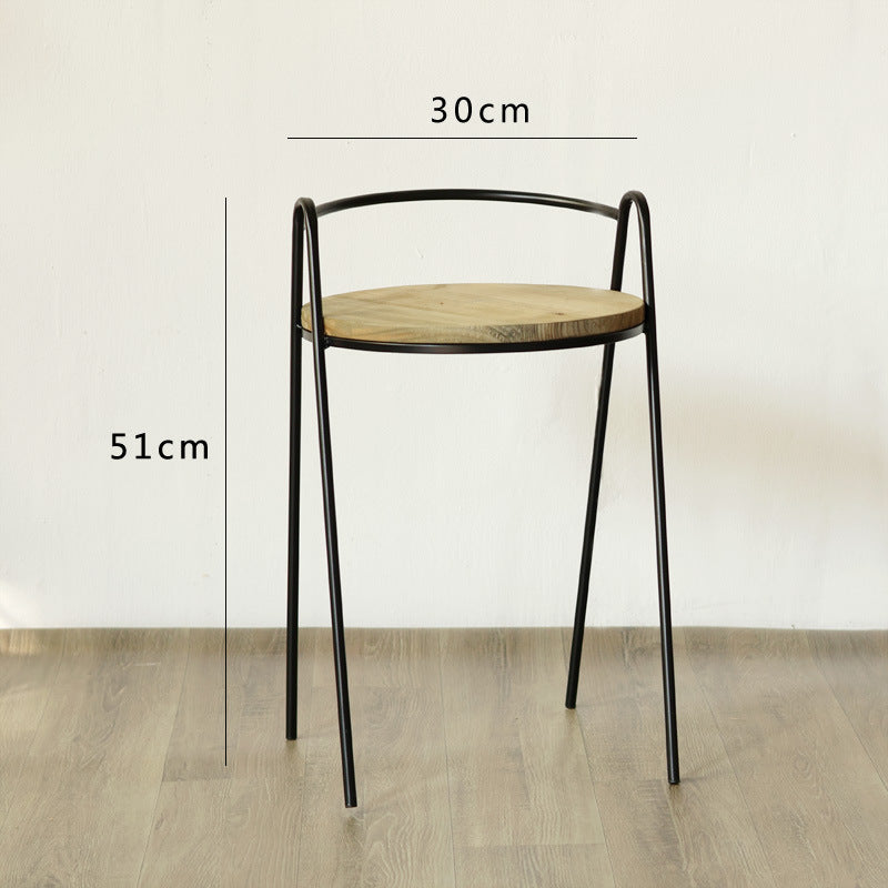Modern stool with wooden seat and metal frame Stornfield