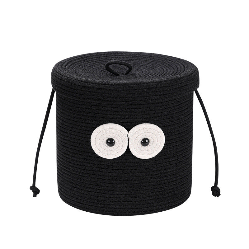 Women's Round Storage Basket with Lid and Eye Design Stornfield