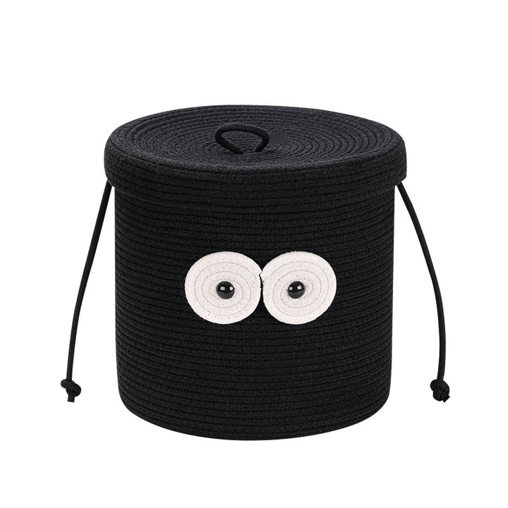 Women's Round Storage Basket with Lid and Eye Design Stornfield