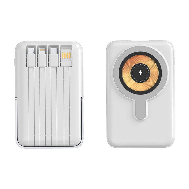 Portable power bank with integrated cable charging system and fast wireless charging Stornfield