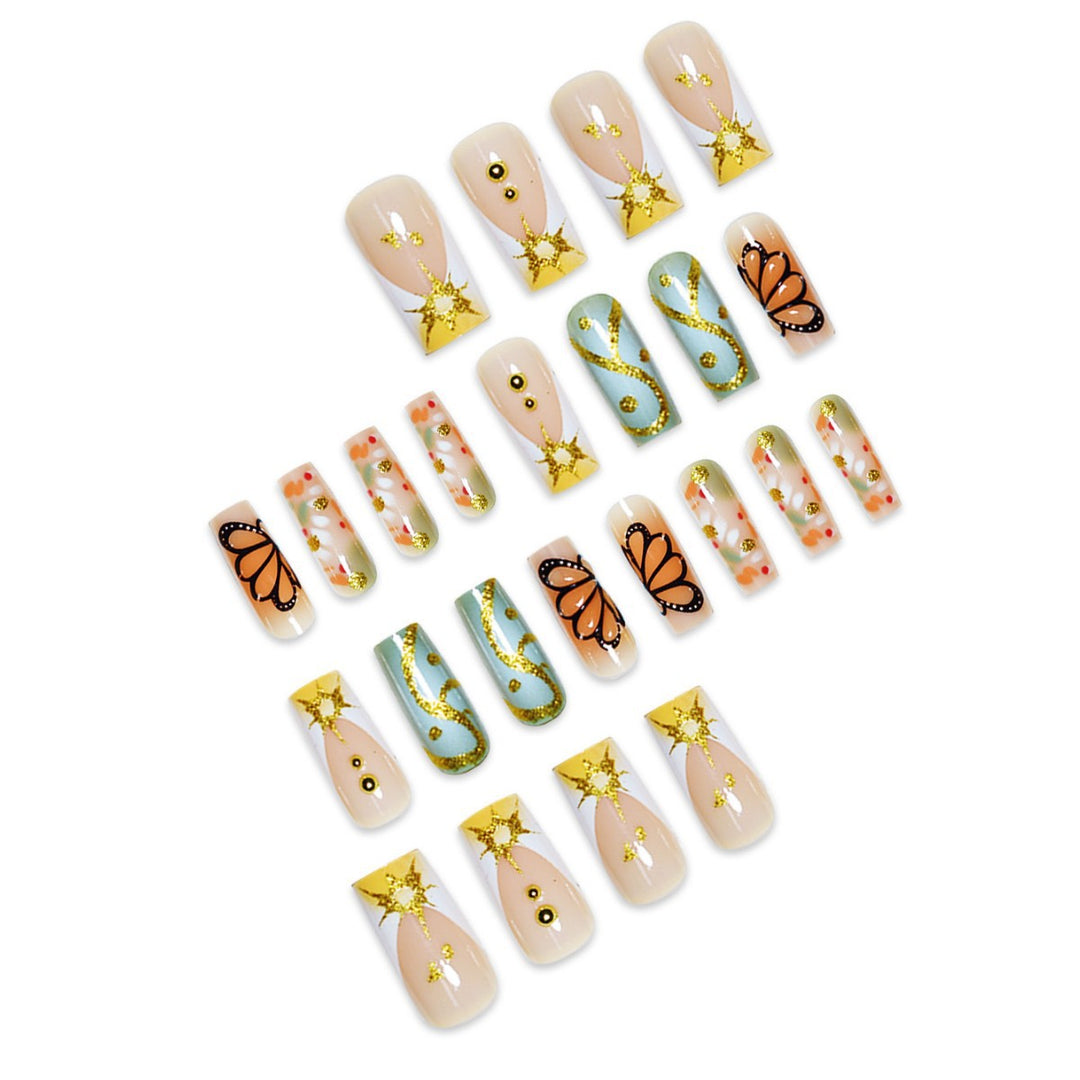 Artistic Butterfly-Themed Press-On Nail Set Stornfield