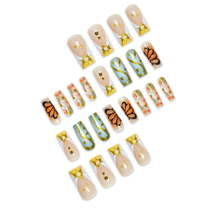 Artistic Butterfly-Themed Press-On Nail Set Stornfield
