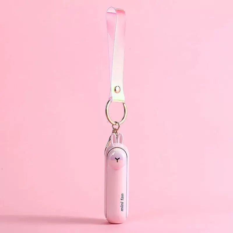 Unisex One Size Rechargeable Keychain Handheld Mini Fan with Wrist Strap and Novel Frog Charm Stornfield