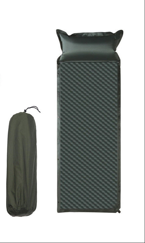 double connectable inflatable camping mattress with integrated dual pillows, egg-crate comfort surface and compact carry sack Stornfield