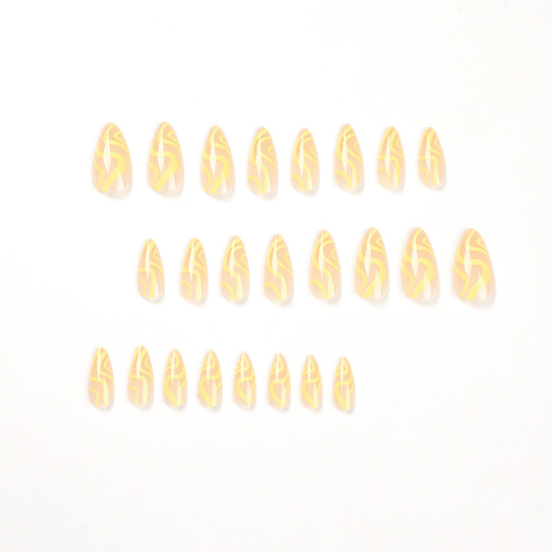 Artful Stiletto Nails with Modern Wave Design Stornfield