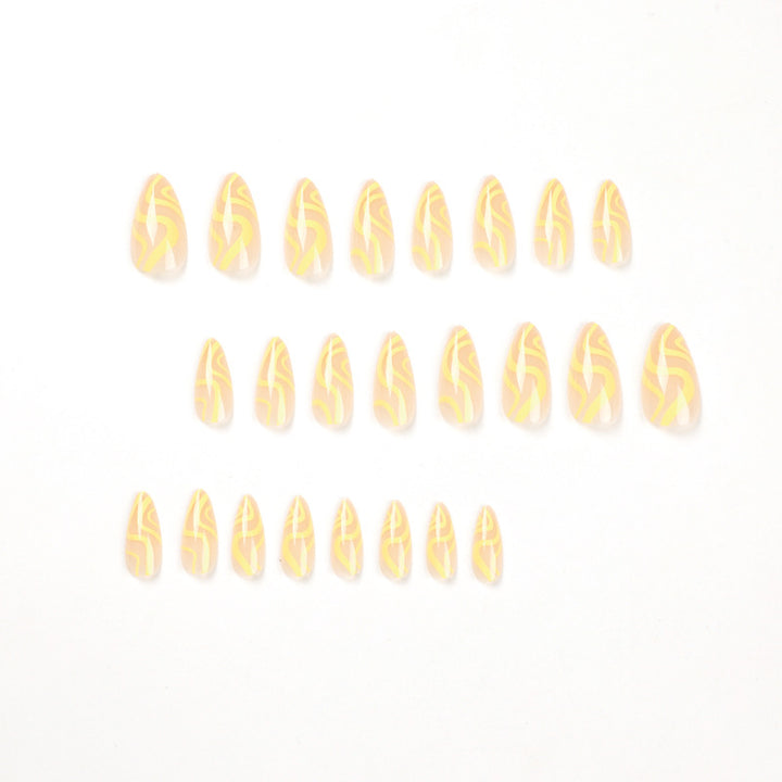 Artful Stiletto Nails with Modern Wave Design Stornfield