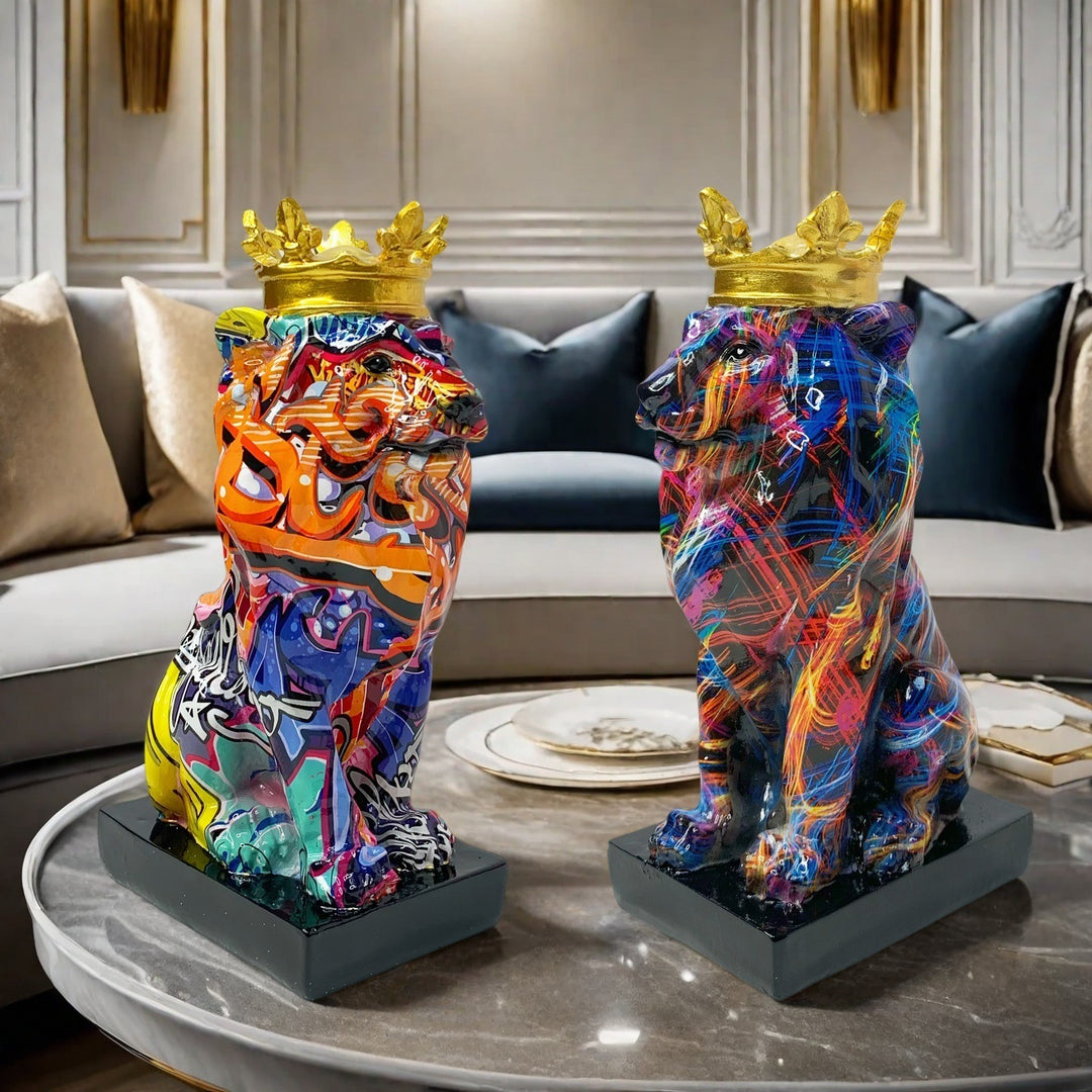 Colorful Lion Sculpture with Crown Stornfield