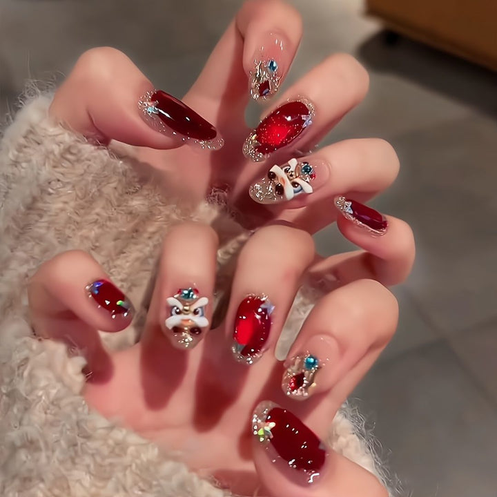 Artistic Rhinestone-Embellished Nail Extensions Stornfield