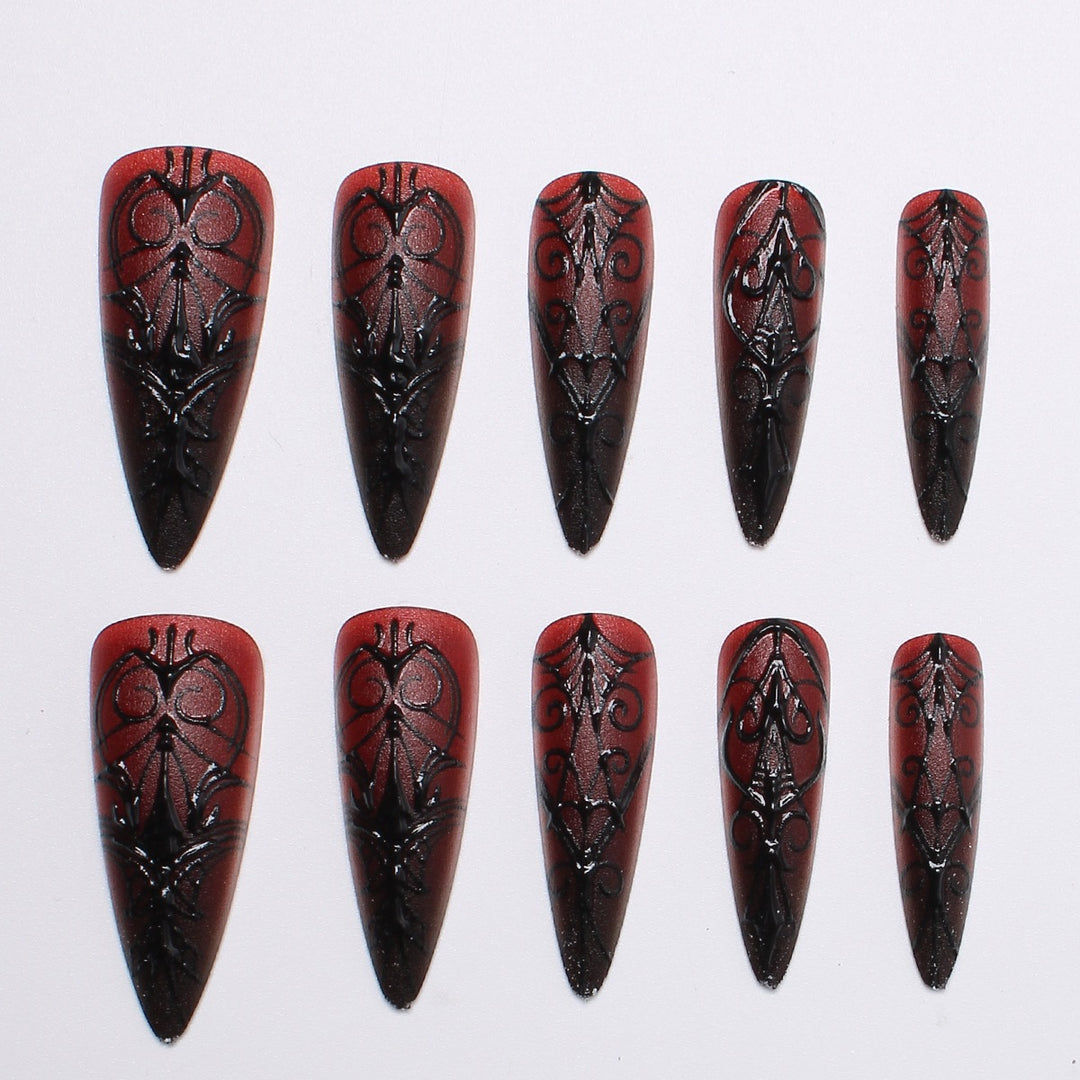 Artificial nail tips with Gothic design and filigree patterns Stornfield