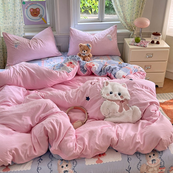Children's Cute Cat-Themed Bedding Set