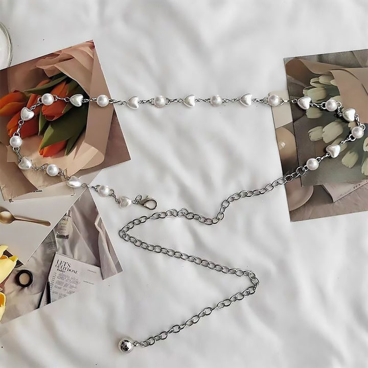 Elegant necklace with pearls and heart pendants Stornfield