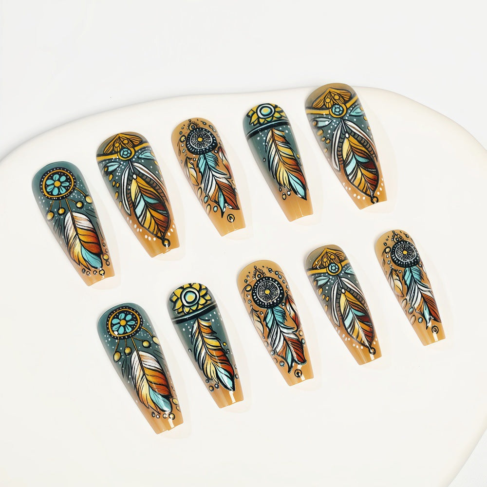 Creative feather design artificial nails Stornfield