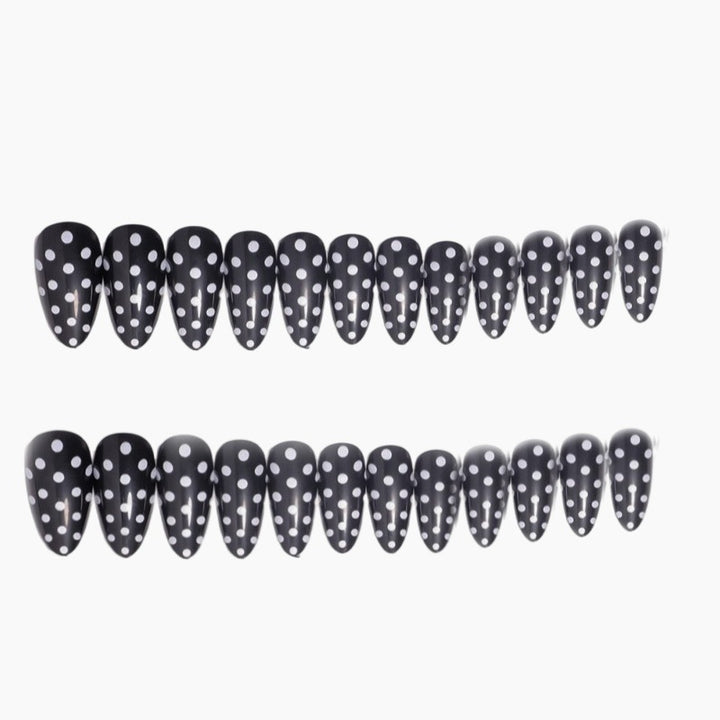 Artistic Almond-Shaped Press-On Nail Set with Polka Dot Design Stornfield