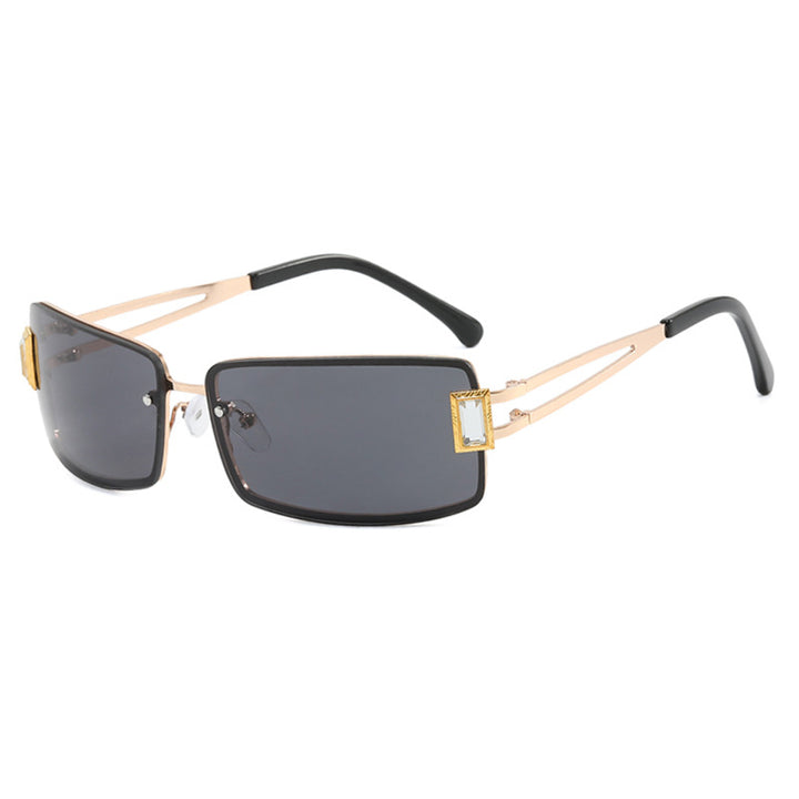 Ladies stylish sunglasses with elegant trapezoidal lenses and filigree metal frame Stornfield