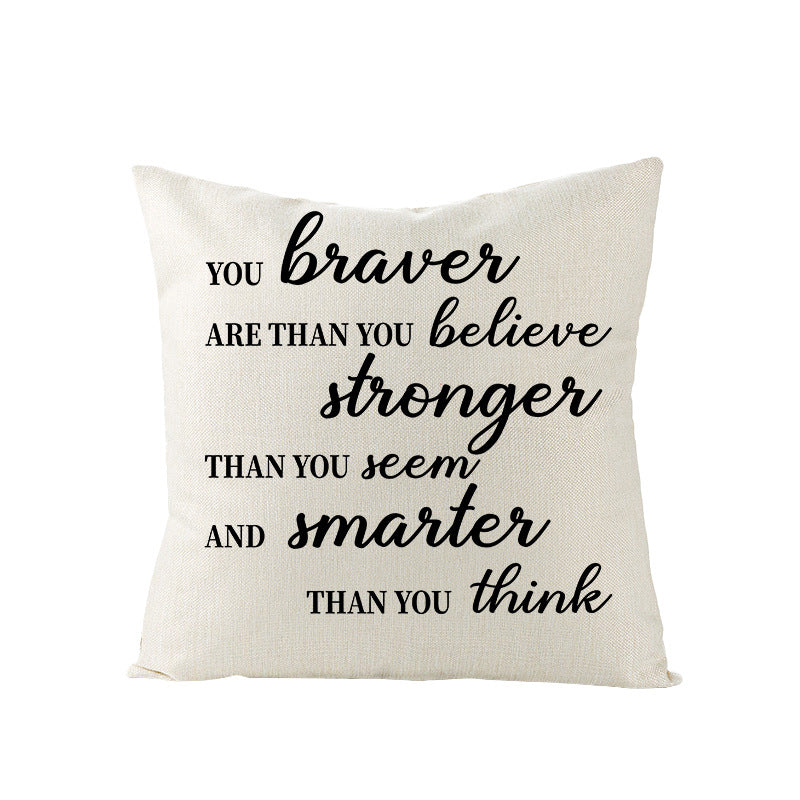Decorative Linen-Texture Throw Pillow Cover with 'Home Is Where Mom Is' Printed Typography