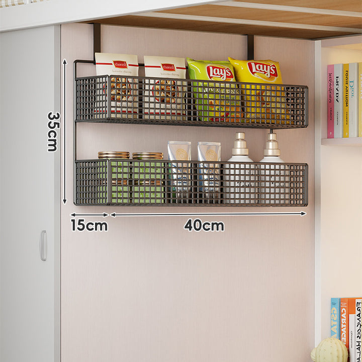 Under-Shelf Double-Tier Ventilated Mesh Hanging Storage Basket for Pantry and Bathroom
