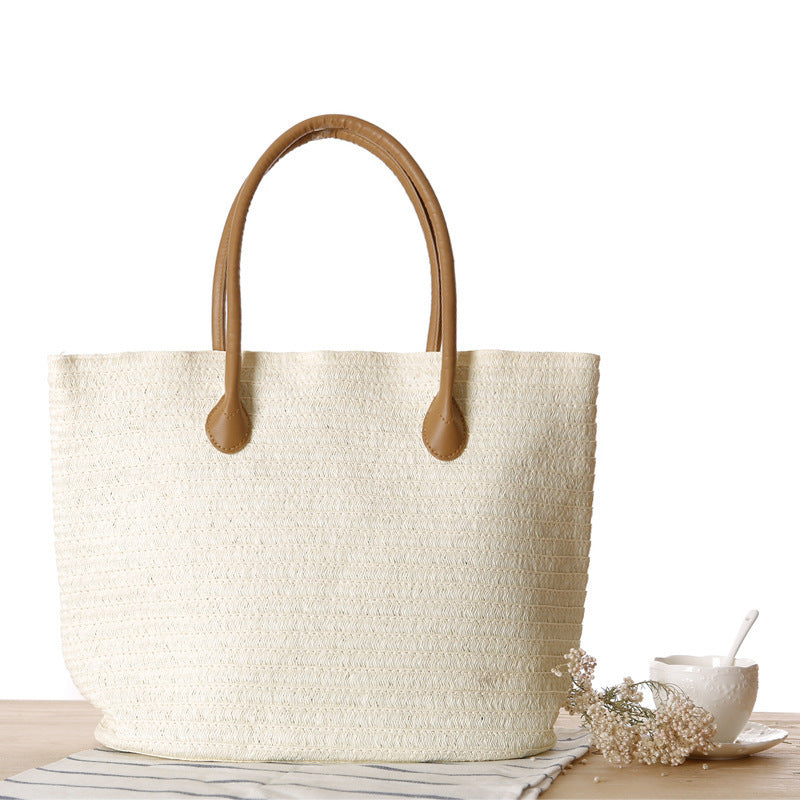 Spacious straw tote bag with elegant leather straps Stornfield