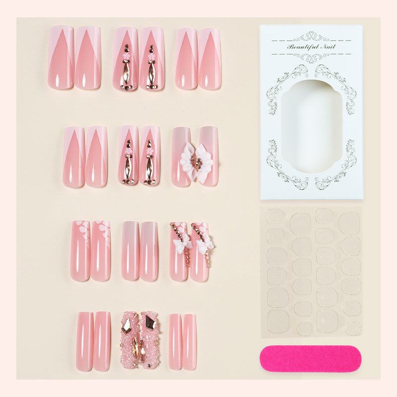 Decorative Artificial Nail Set with Floral and Gem Accents Stornfield