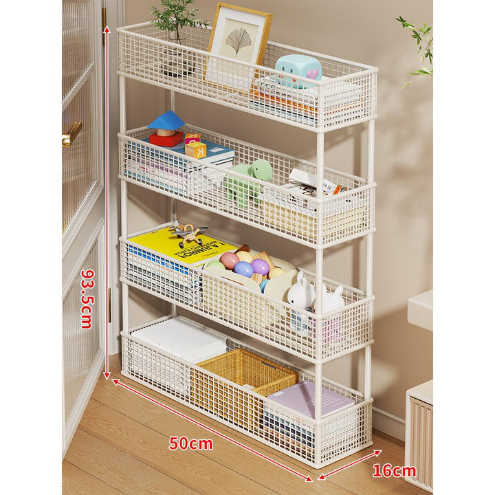 Slim Vertical Mesh Basket Organizer Rack for Narrow Spaces
