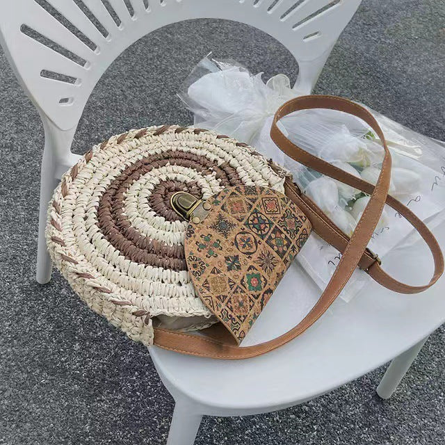 Round Bast Bag with Adjustable Leather Strap Stornfield