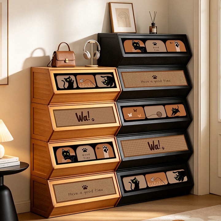 Storage unit with retractable front and friendly design Stornfield