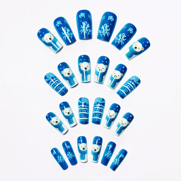 Winter art nails with bear and snowflake design Stornfield