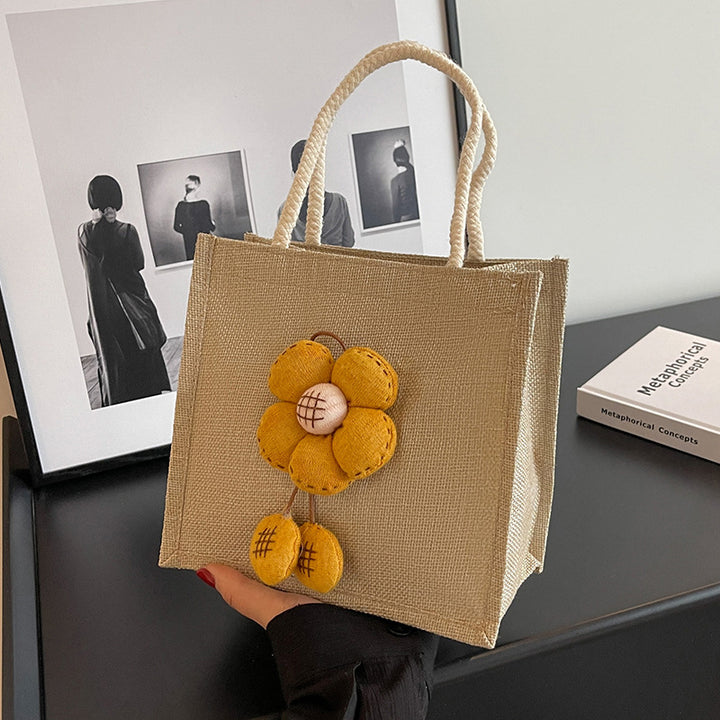 Floral Accent Tote Bag