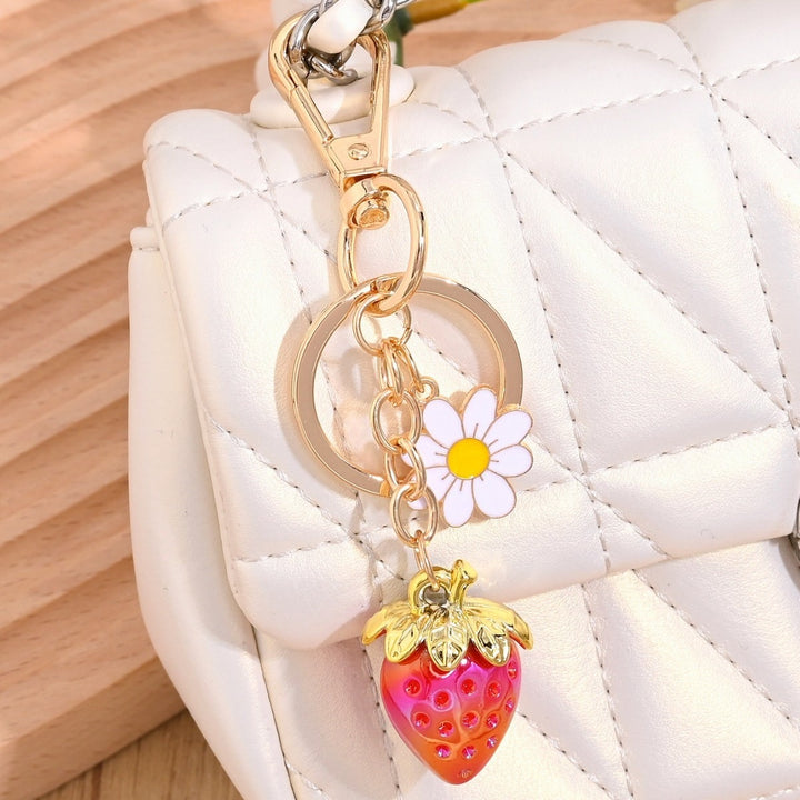 Keychain with Fruity Strawberry Design Stornfield