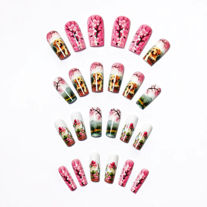 Artificial nails with floral and animal motifs Stornfield