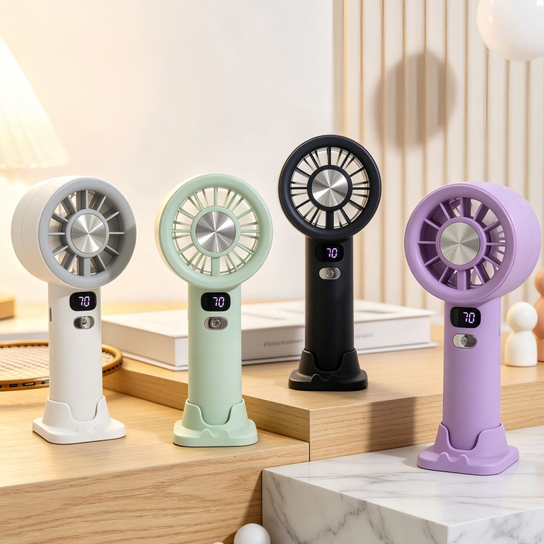 Women's portable hand fan with digital speed display Stornfield