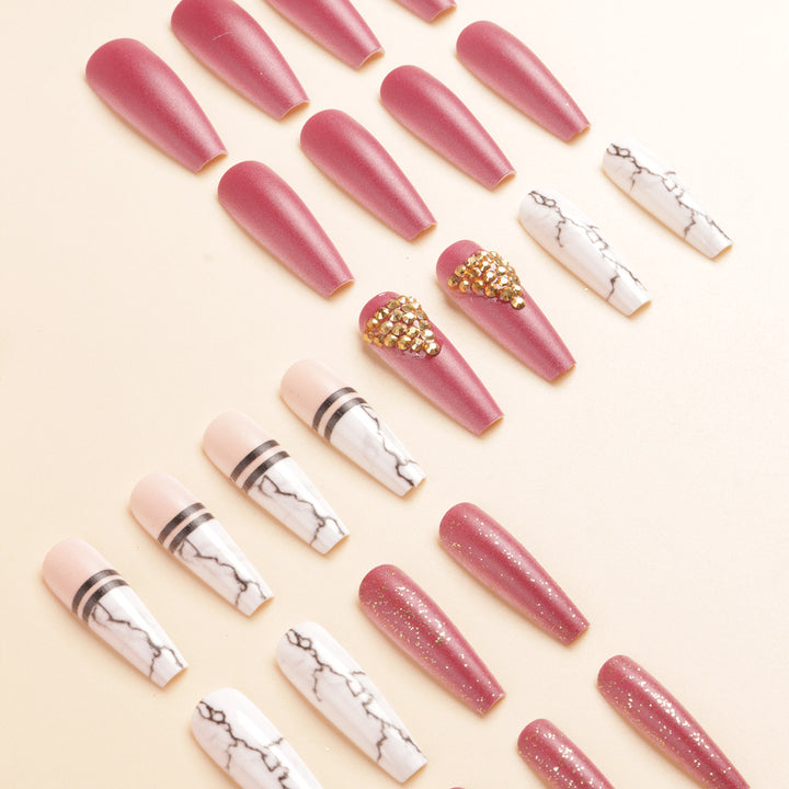 Elegant Marble Press-On Nail Art Set Stornfield