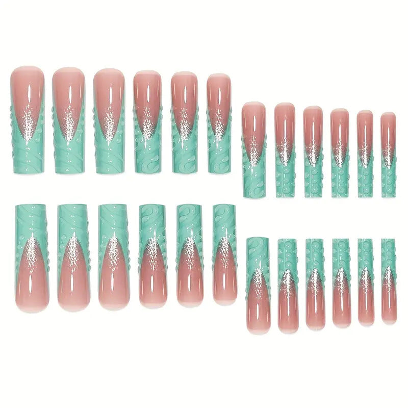 Artistic Wave-Pattern Press-On Nails Stornfield