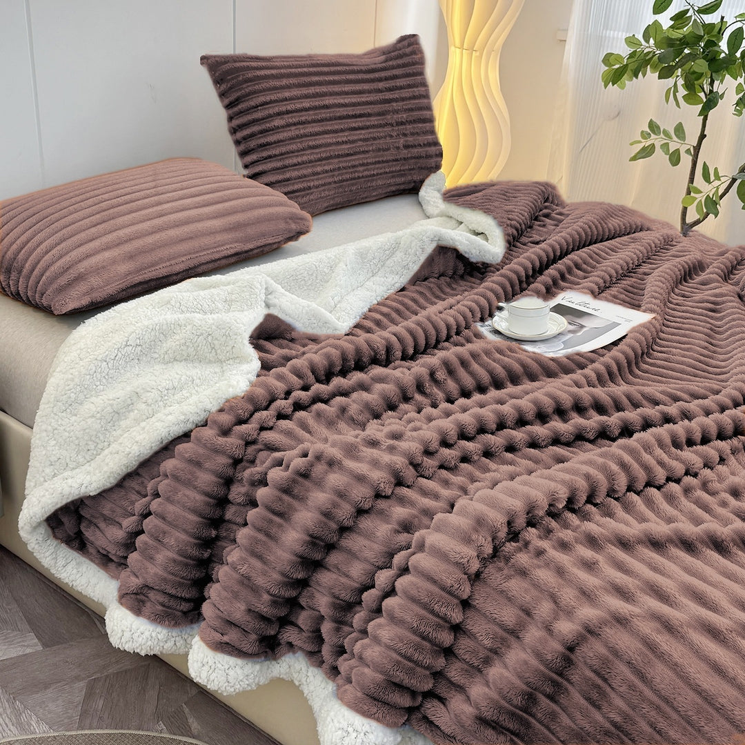 Luxurious Plush Stripe Fleece Blanket