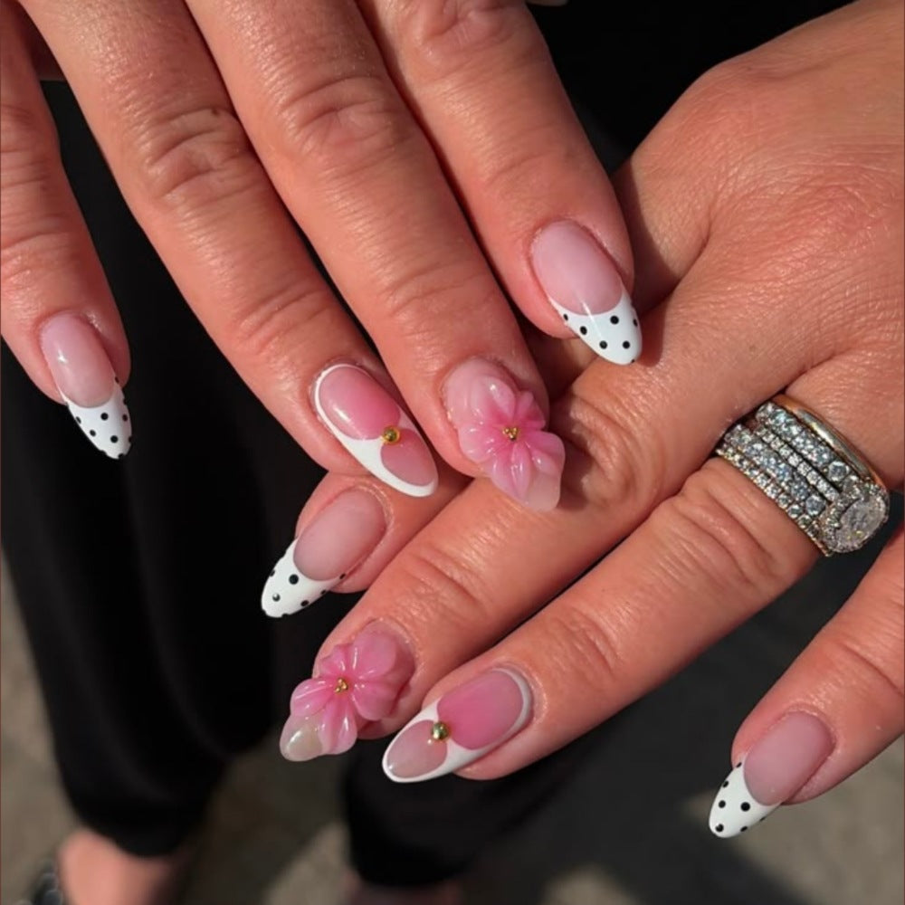 Decorative Floral Gel Nail Tips