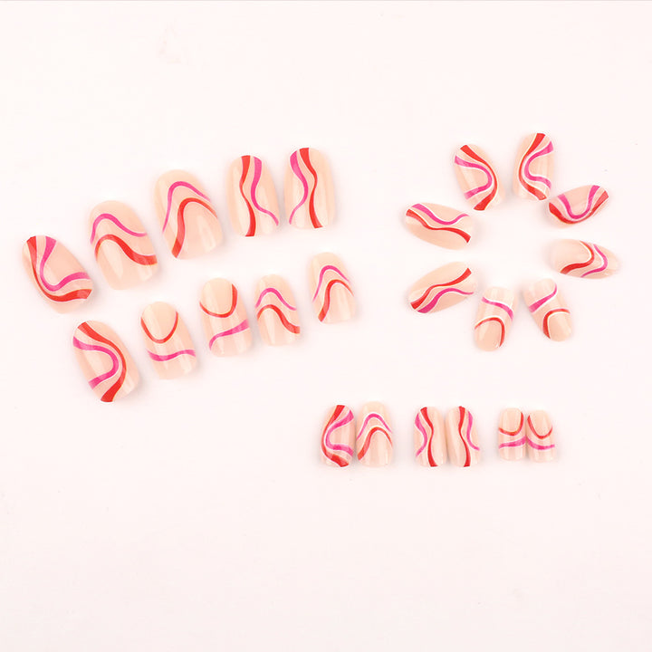 Artistic Press-On Nail Set with Creative Swirl Design Stornfield