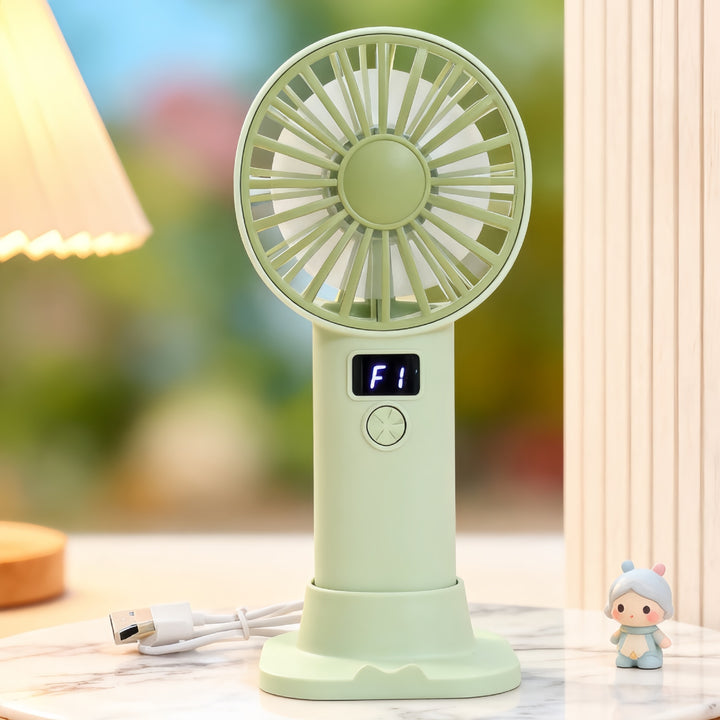 Women Portable Handheld Fan with Digital Speed Setting Stornfield